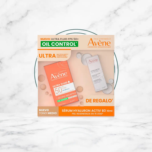 KIT-AVENE ULTRA FLUID OIL CONTROL TONO MEDIO FPS50+ 50ML+HYALURON ACTIVE SERUM 10ML